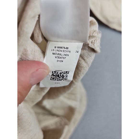 New Old Navy Linen-Blend Button-Down The Boyfriend Shirt Size Medium Beige $40 - Picture 8 of 12